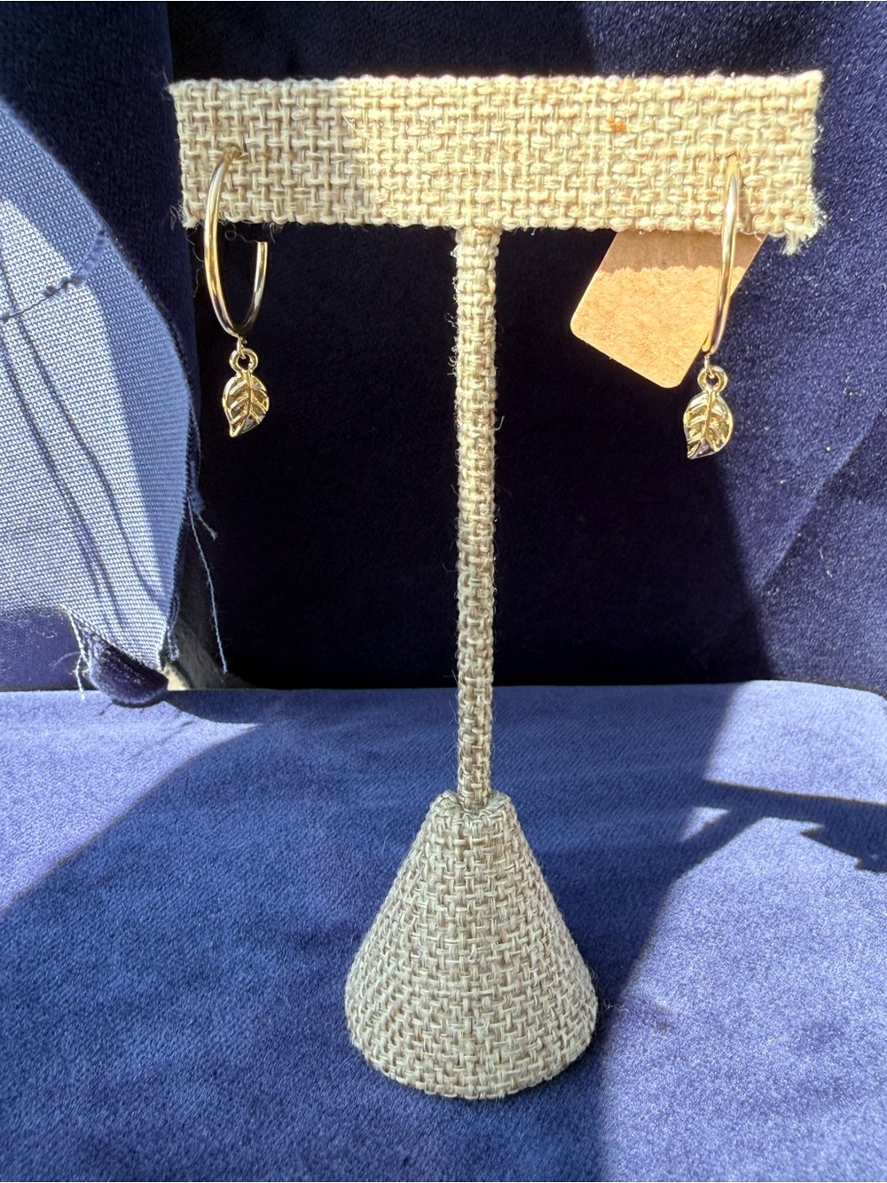 Hand Crafted Gold Leaf Hoop Earrings